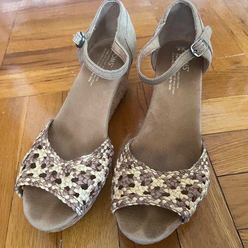 Tom’s woven cork wedge sandals